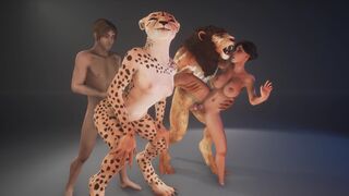 Furry woman is being fucked by a big cock monster