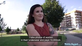 A cute girl agreed to have sex for money with a stranger in a studio