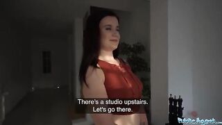 A cute girl agreed to have sex for money with a stranger in a studio