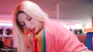 A pretty girl secretly fucks in public places like a slut