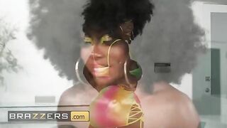 Ebony Mystique shows her fans her skin care routine and ends her stream with a thrilling 3some